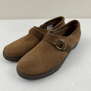 Keds Womens Size 7.5 Suede Loafers Shoes Slip On Faux Fur Lining Brown